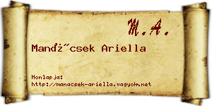 Manácsek Ariella névjegykártya